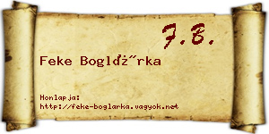 Feke Boglárka névjegykártya
